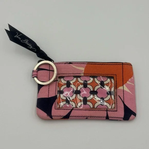 Vera Bradley Zip Coin Purse ID Holder Credit Card Case Pink Flowers Wallet‎ - Picture 12 of 12